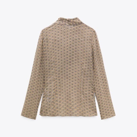 New ZARA WOMEN'S PRINTED SHIRT WITH TIE - Picture 8 of 9